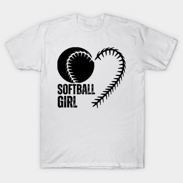 Softball for girls black and white T-Shirt by GRADA